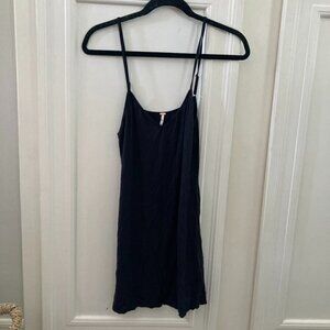 Free People Seamless Thin Strap Baisic Black Slip Dress Sz M